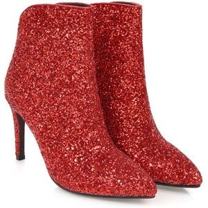 red sparkly ankle boots